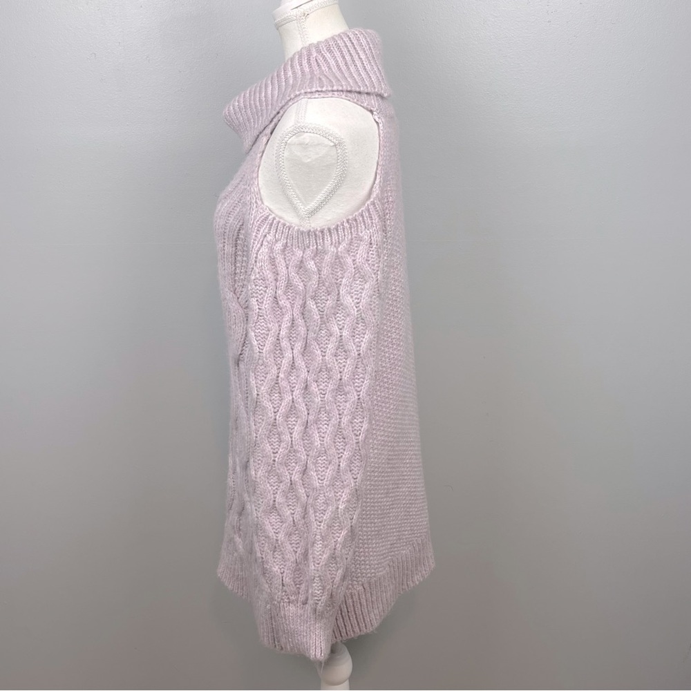Pilcro lavender open shoulder chunky knit turtleneck sweater, small. - Picture 3 of 8